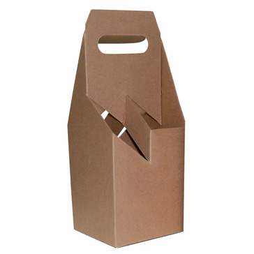 Wine Box Carrier 4 Btl Natural Kraft 184x184x305mm - Bee Dee