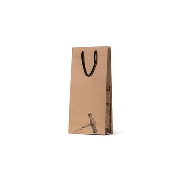 Brown Kraft Corkscrew Double Wine Bag - Bee Dee