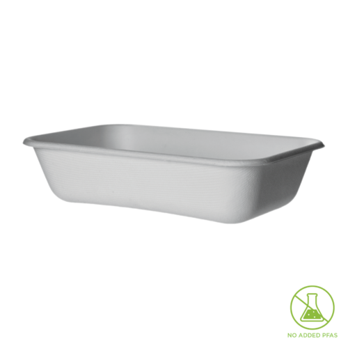 Tray 32oz Rect Bl Sc Vanguard White 200 x 140 x 50 - Detpak