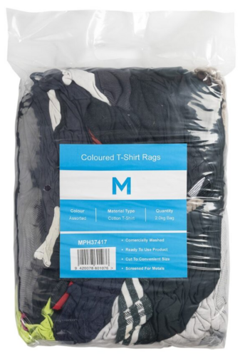 Coloured T-Shirt Rags - Assorted 2kg Compressed Bale A Grade - Matthews