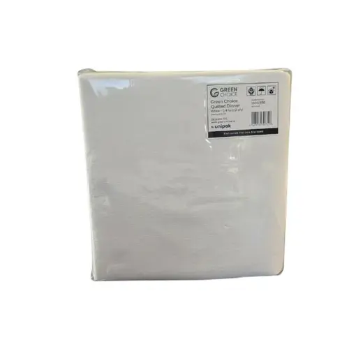 Quilted Dinner Napkin - White - 1/4 fold - 2 ply - Green Choice